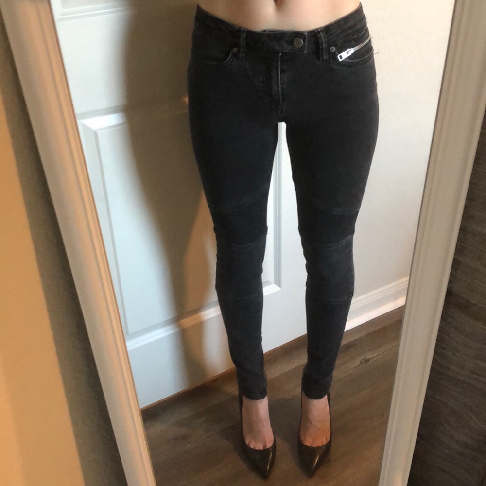 All Saints biker fit black skinny jeans - Picture 4 of 9